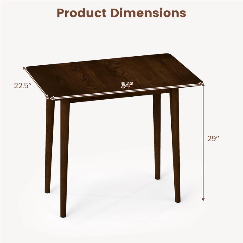 Table à manger rectangulaire Giantex 34" avec cadre en bois d'hévéa massif