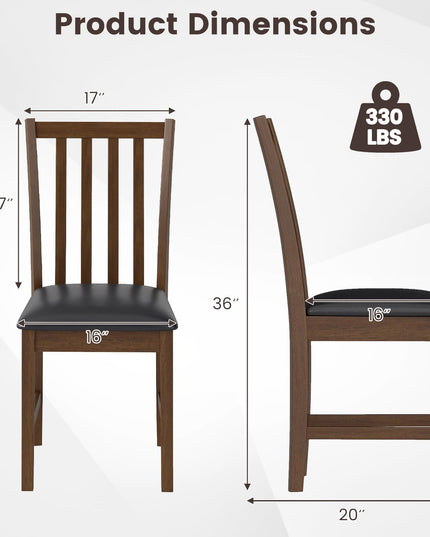 Giantex Wooden Dining Chairs Set of 2/4 Faux Leather Upholstered Kitchen Chair