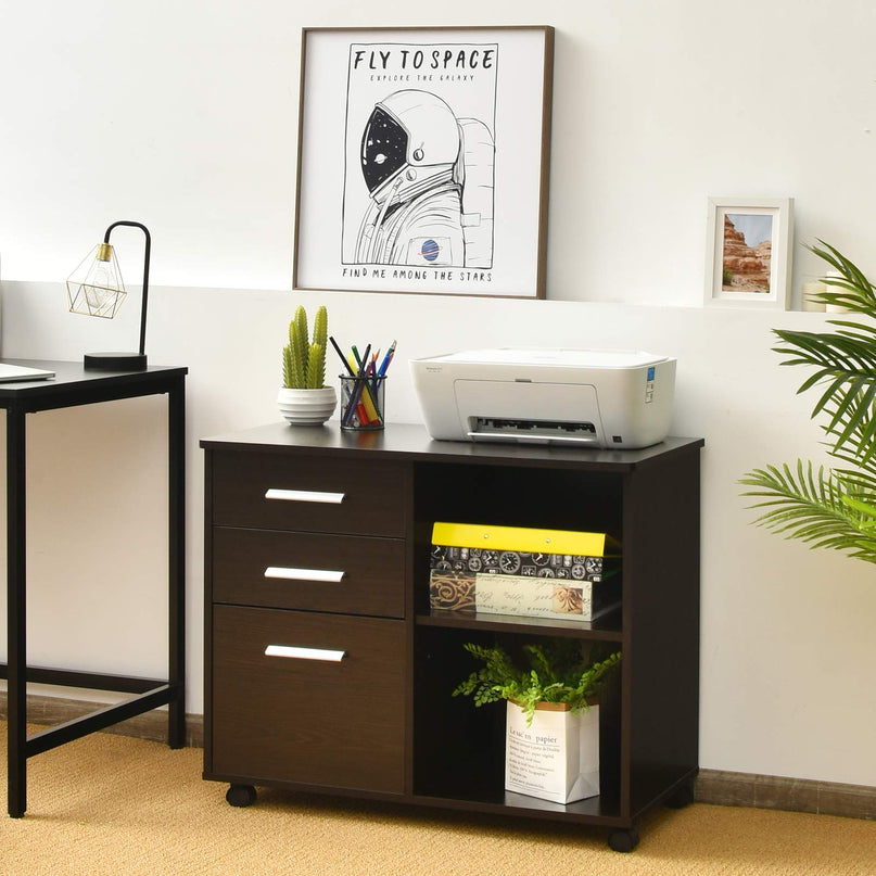 3-Drawer File Cabinet | Mobile Lateral Filing Cabinet with Wheels