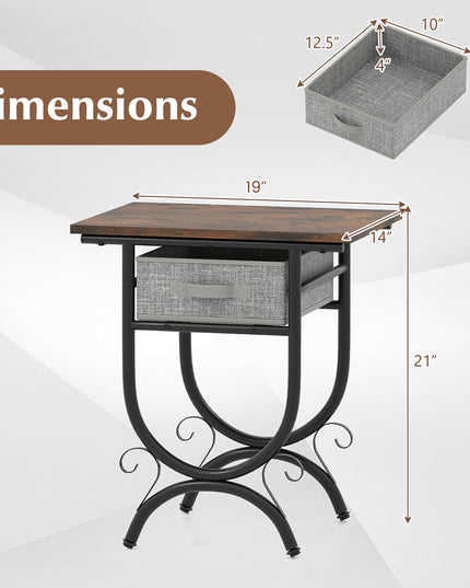 Giantex 21 Inch Tall End Table with Carved Metal Frame