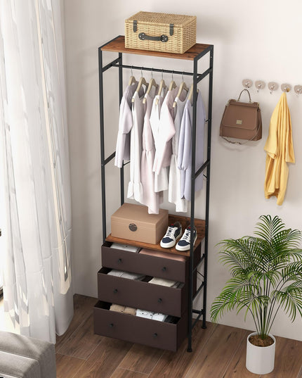 Giantex Clothes Rack with Drawers - Clothing Rack w/ 3-position Hanging Rod, Storage Shelves
