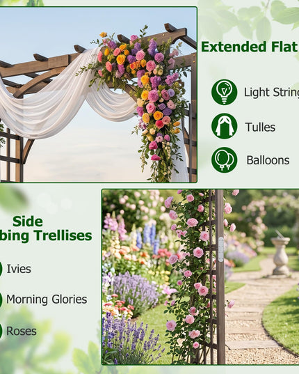 Giantex 213 cm Garden Arch Trellis with Flat Top for Climbing Plants
