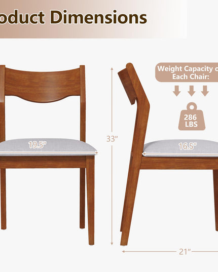 Giantex Wooden Dining Chairs Set of 2/4, Linen Fabric Upholstered Kitchen Chairs w/Rubber Wood Frame