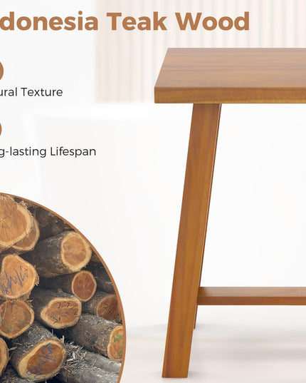 Giantex Teak Shower Bench, Waterproof Shower Stool for Shaving Legs & Spa Bath, Smooth Seat