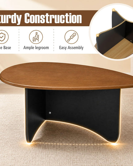 GIANTEX Oval Coffee Table Mid Century Modern Center Table