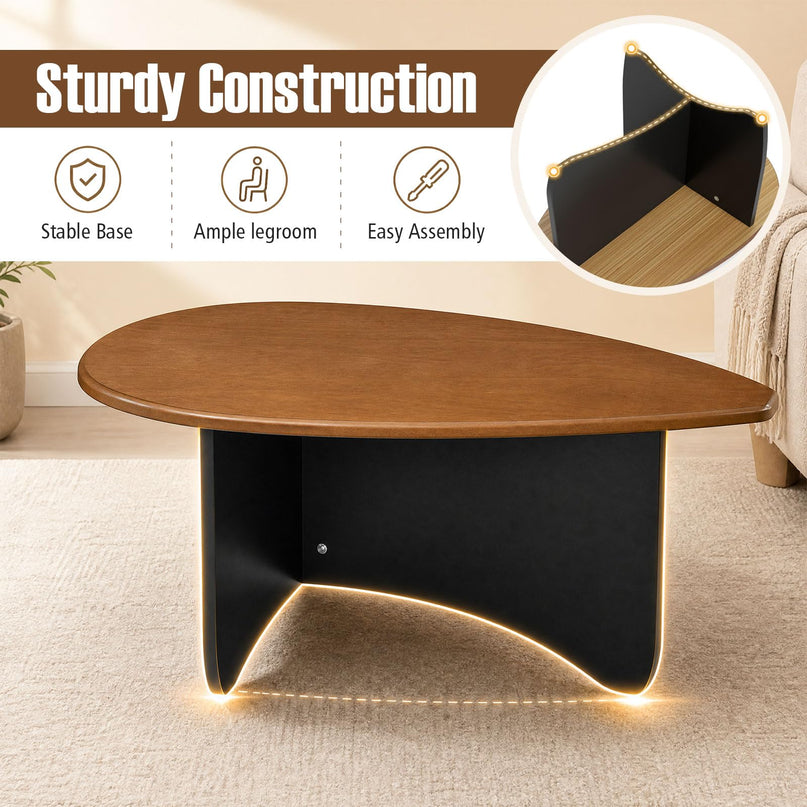 GIANTEX Oval Coffee Table Mid Century Modern Center Table
