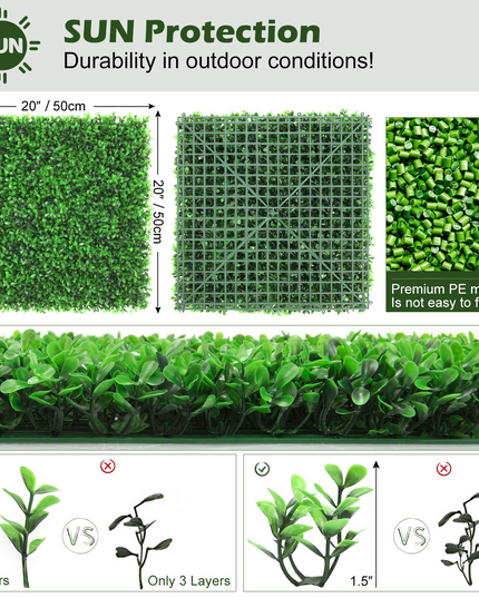 Giantex 12PCS 20x20inch Artificial Boxwood Panels Garden Privacy Fence Screen