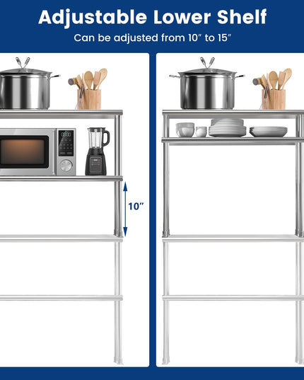 Giantex Stainless Steel Table with Overshelf, 36"×24"