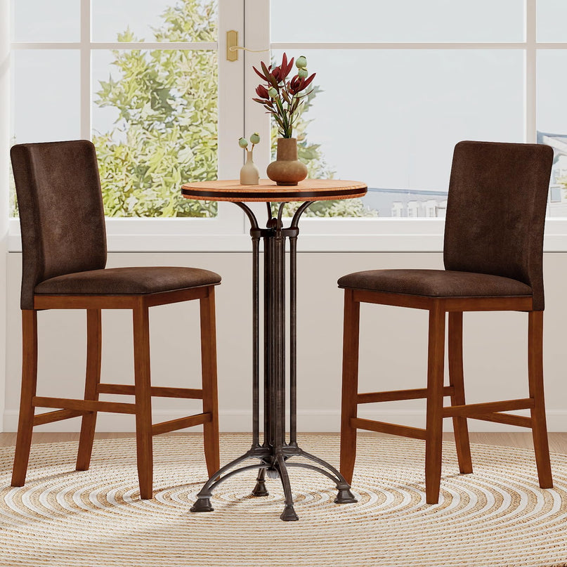 Giantex Bar Stools Set of 2/4 26" Upholstered Counter Height Bar Chairs
