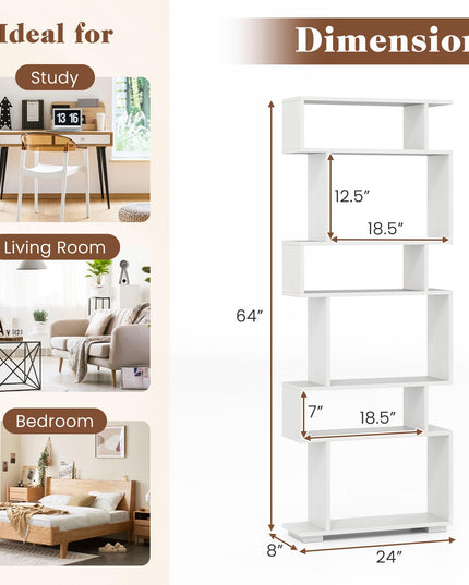 Giantex 6 Tier Geometric Bookshelf with 2 Anti Tipping Kits