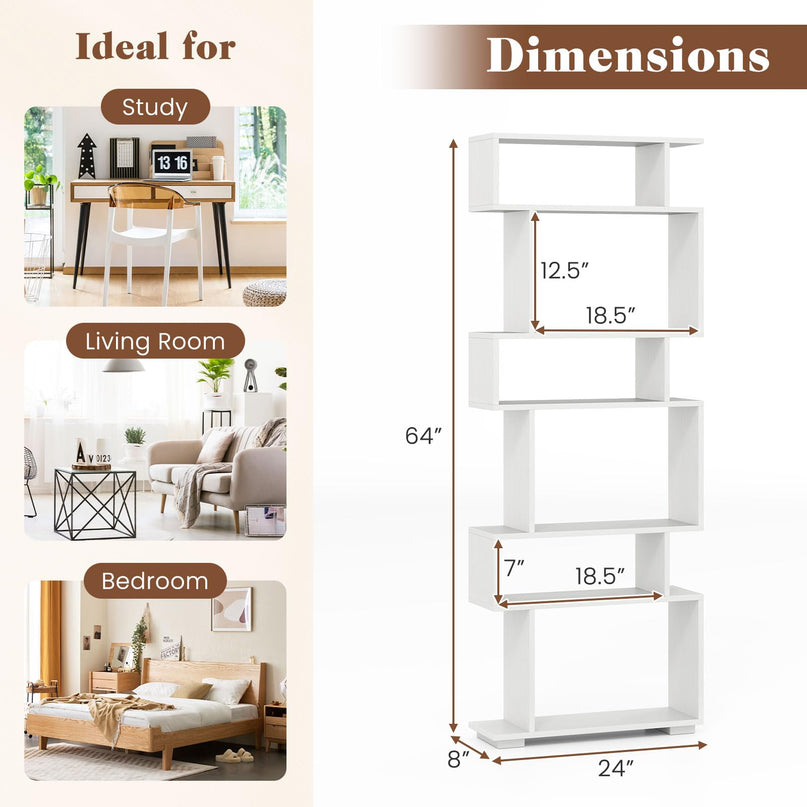 Giantex 6 Tier Geometric Bookshelf with 2 Anti Tipping Kits