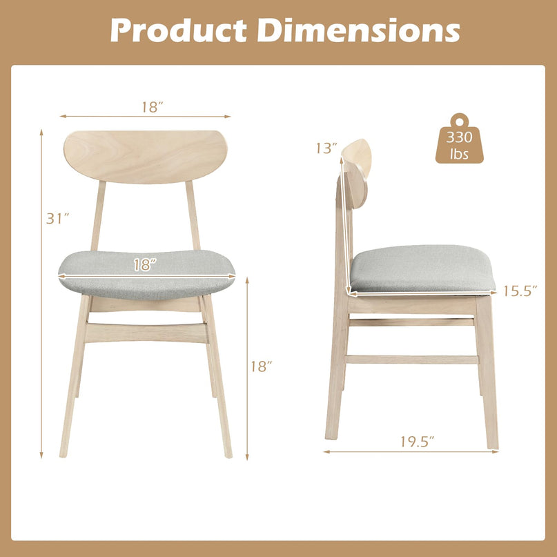 Chaises de cuisine rembourrées en bois Giantex avec pieds en bois d'hévéa (2/4)