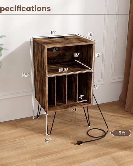 Giantex Record Player Stand with Charging Station