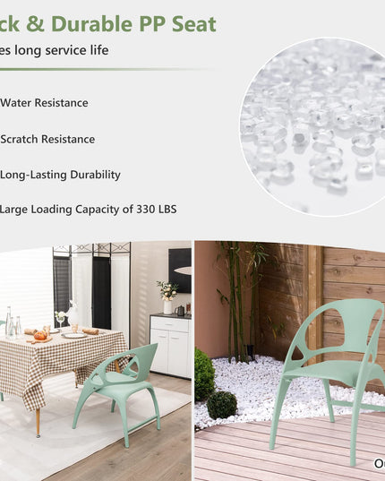 Giantex Folding Dining Chairs Set of 2/4, Outdoor Plastic Dining Chairs with Armrest and High Backrest