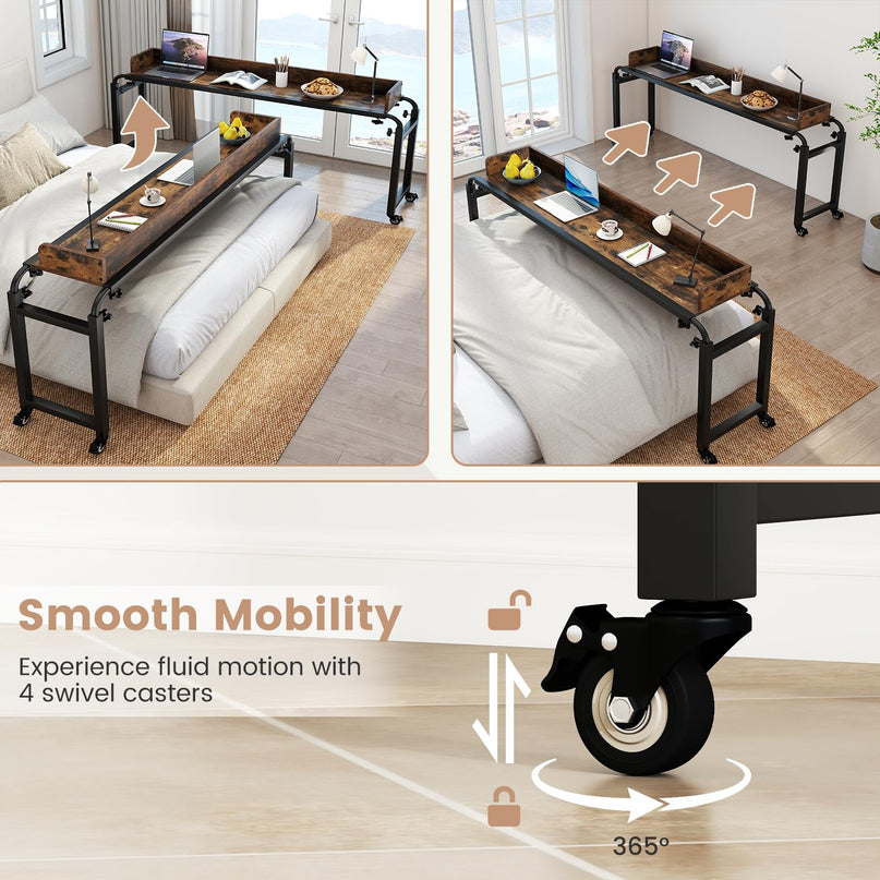 Giantex  81" Queen Size Bed Desk with Adjustable Height and Length