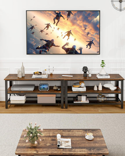 Giantex TV Stand for Bedroom and Living Room - 3-Tier Industrial Entertainment Center with Open Storage Shelves
