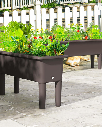 Giantex Raised Garden Beds Outdoor Set of 2, Self-Watering Planter Box with Detachable Legs & Drainage Hole