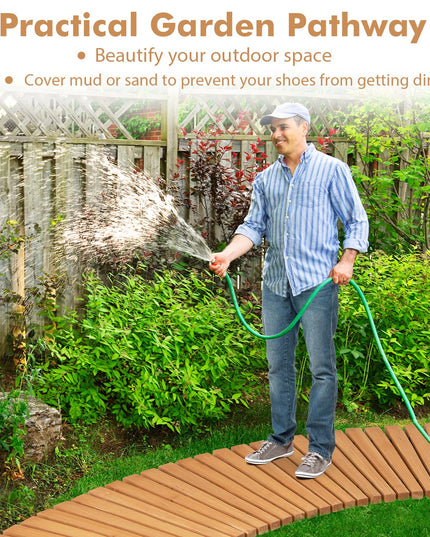 Giantex Garden Pathway Roll Up - 7ft Curved Wood Walkway 17 inch Width
