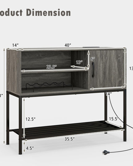 Giantex Buffet Cabinet with Power Outlets & USB Ports, Wood Coffee Bar Cabinet