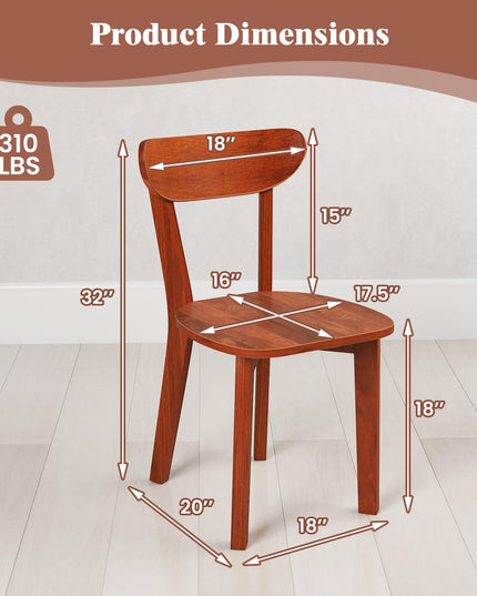 Giantex Wooden Dining Chairs, Kitchen Chairs w/Curved Backrest & Solid Rubber Wood Frame