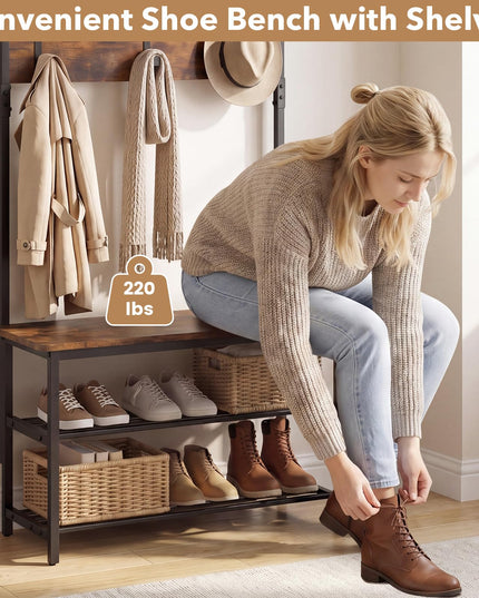 Meuble d'entrée Giantex 4-en-1 avec banc et rangement à chaussures
