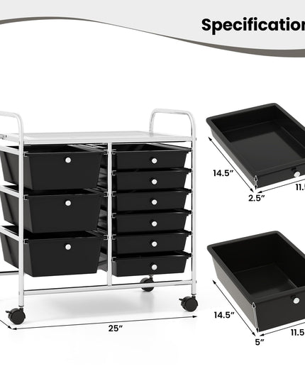 Giantex 9 Drawers Rolling Cart, Classroom Organizers, Storage Cart with Wheels