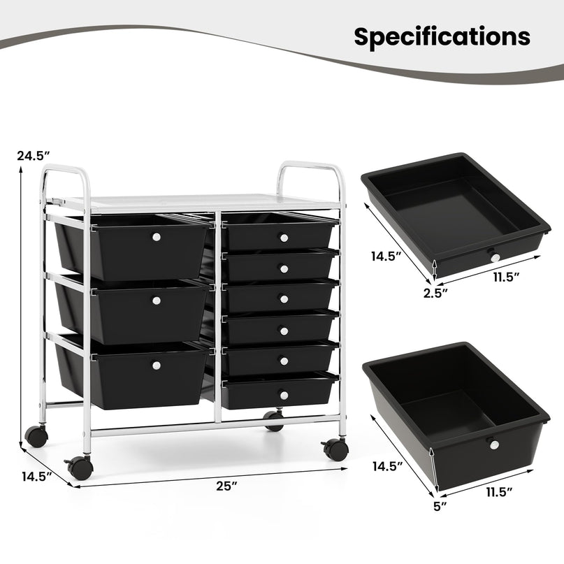 Giantex 9 Drawers Rolling Cart, Classroom Organizers, Storage Cart with Wheels