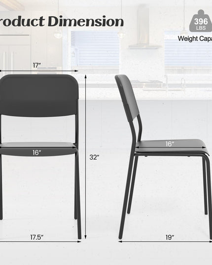 Giantex Metal Dining Chairs Set of 4, Stackable Lightweight Kitchen Chairs w/Tilted Backrest & Sturdy Metal Legs