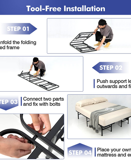 Giantex Folding Bed Frame Steel Platform Bed Twin/Full Size Portable Bed