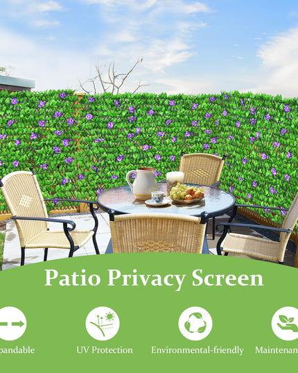 Expandable Fence with Leaves, 6.5ft Privacy Screen Decorative Fake Ivy Fencing Panel