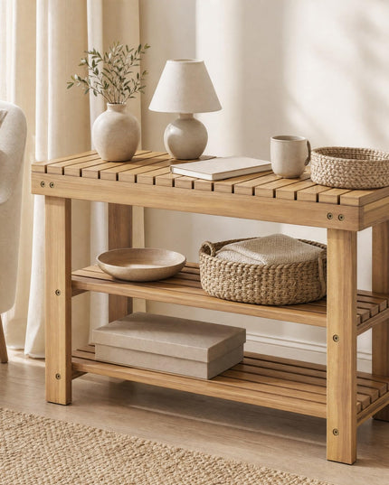 GIANTEX 3-Tier Wooden Shoe Rack Bench