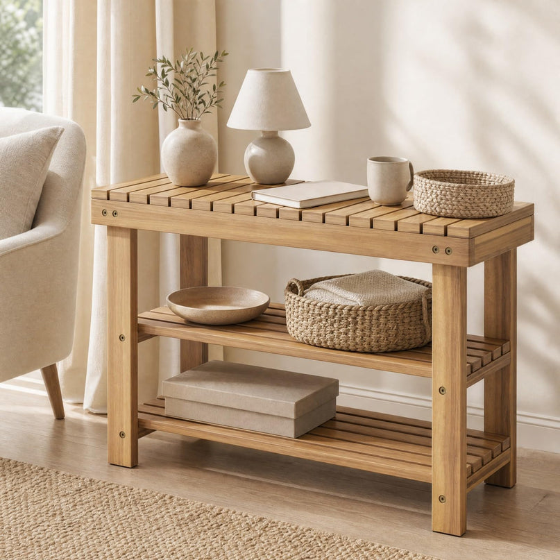GIANTEX 3-Tier Wooden Shoe Rack Bench