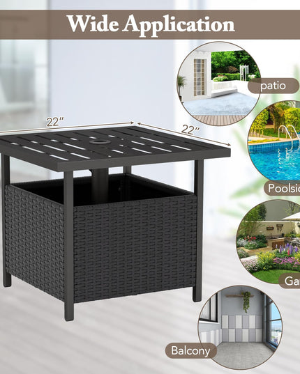 Giantex Patio Rattan Wicker Umbrella Side Table