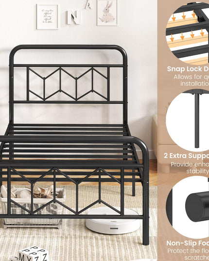 Giantex Metal Twin Bed Frames with Victorian Style Headboard & Footboard, Heavy Duty Slats Support Mattress Foundation
