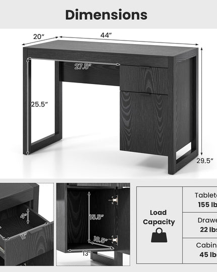 Giantex Computer Desk with Drawer & Storage Cabinet