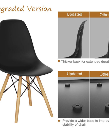 Giantex Dining DSW Chairs with Linen Cushion, Modern Mid Century Shell Chairs w/ Wood Legs