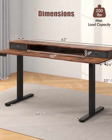 Giantex Electric Standing Desk with 2 Drawers, 63" x 24"
