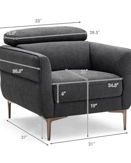 Giantex Accent Chair, Upholstered Single Sofa Chair with Adjustable Headrest
