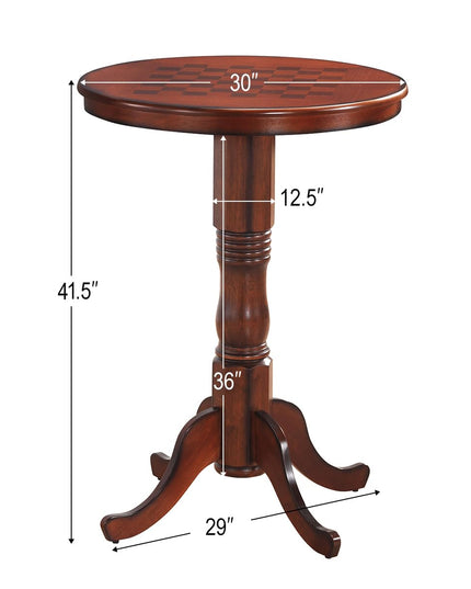 Giantex Table 30" D X 41.5" H Wooden Round Pub Pedestal Side Table W/Chessboard