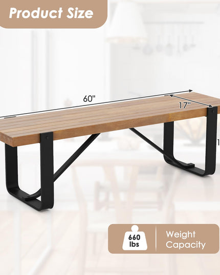 Giantex Dining Bench, 60 Inch Entryway Shoe Rack Bench, Long Kitchen Bench with Metal Frame