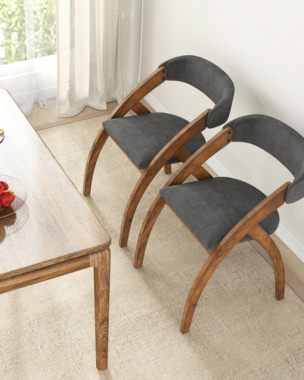 Giantex Wooden Dining Chairs, Upholstered Kitchen Chairs w/Arched Rubber Wood Legs
