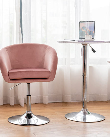 Height Adjustable Modern Velvet Makeup Chair with Chrome Frame