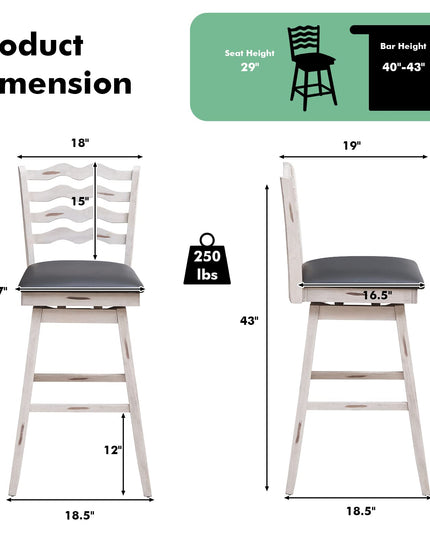 Giantex Wooden Upholstered Barstools for Kitchen Island