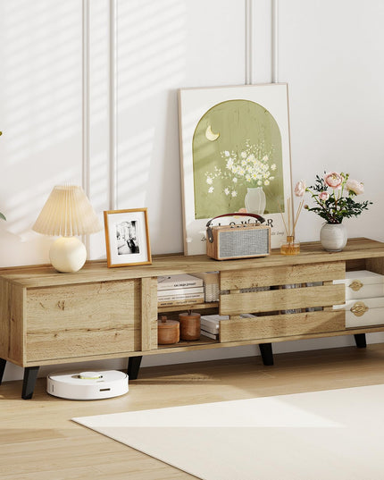 Giantex Mid Century Modern TV Stand for 65-80 Inch TV