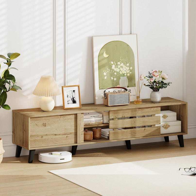 Giantex Mid Century Modern TV Stand for 65-80 Inch TV