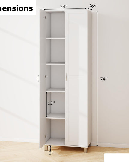 Giantex Kitchen Pantry Cabinet, 2 Door Cupboard with 5 Shelves, Storage Organizer for Kitchenware