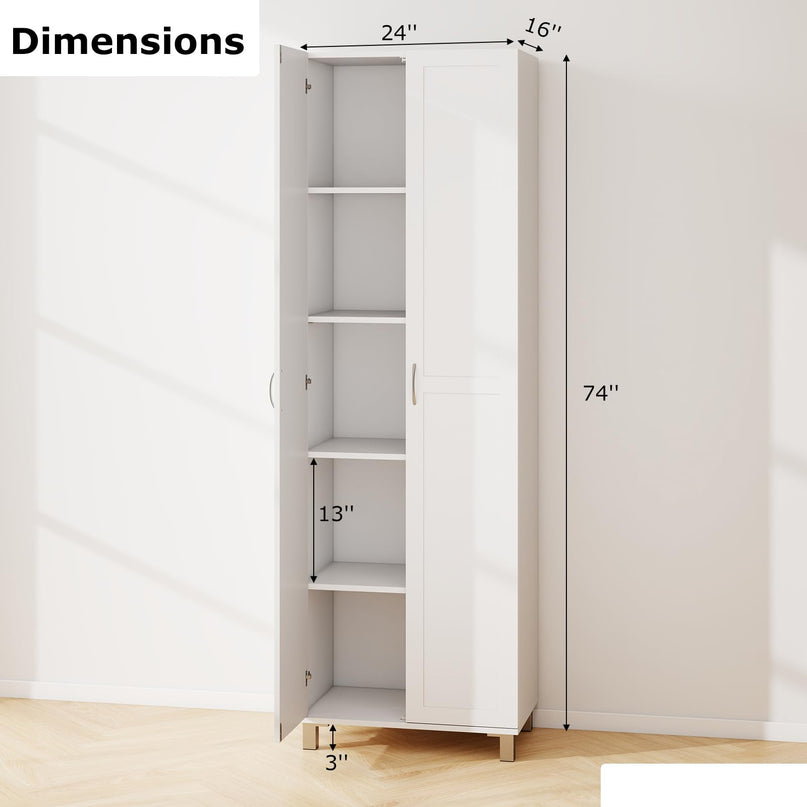 Giantex Kitchen Pantry Cabinet, 2 Door Cupboard with 5 Shelves, Storage Organizer for Kitchenware