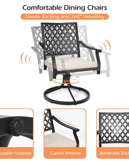 5 Piece Patio Dining Set, Outdoor Square Bistro Table for 4