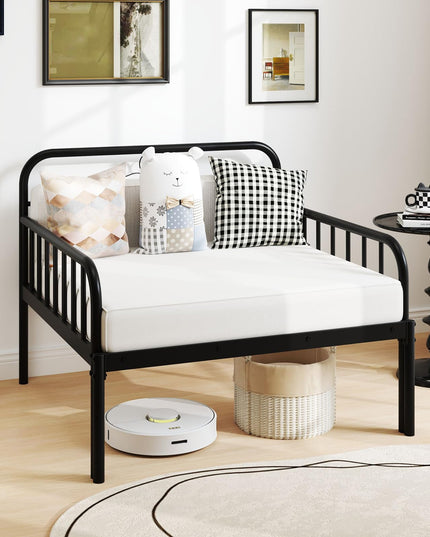 Giantex Metal Twin Bed Frame, Convertible Sofa Bed with Headboard & Armrests, Pull-Out Sleeper Chair Bed