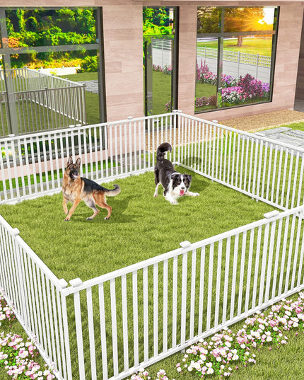 Giantex White Picket Fence - 2 Panels, 80''W x 37.5''H Decorative Outdoor Garden Fence